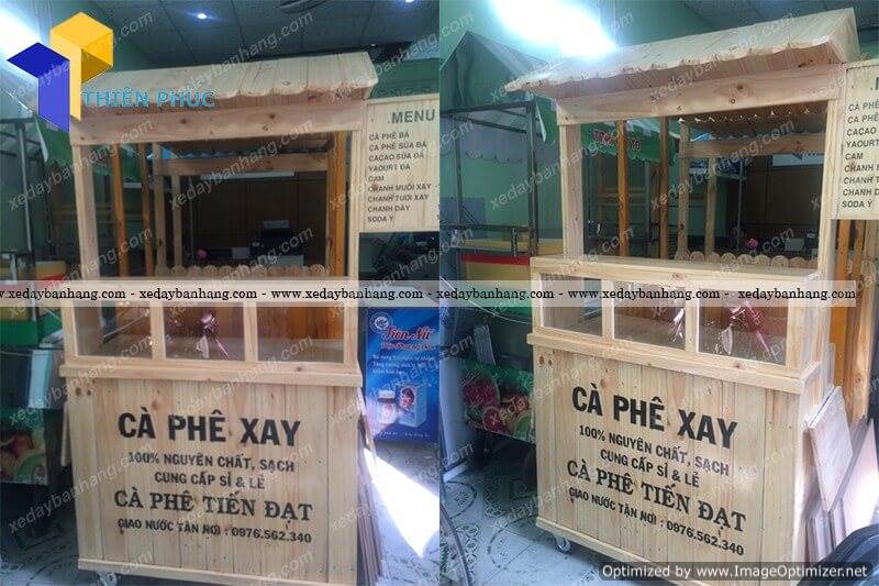 xe ban ca phe rang xay bang go